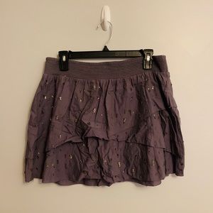American Eagle Purple Tiered Beaded Mini-Skirt